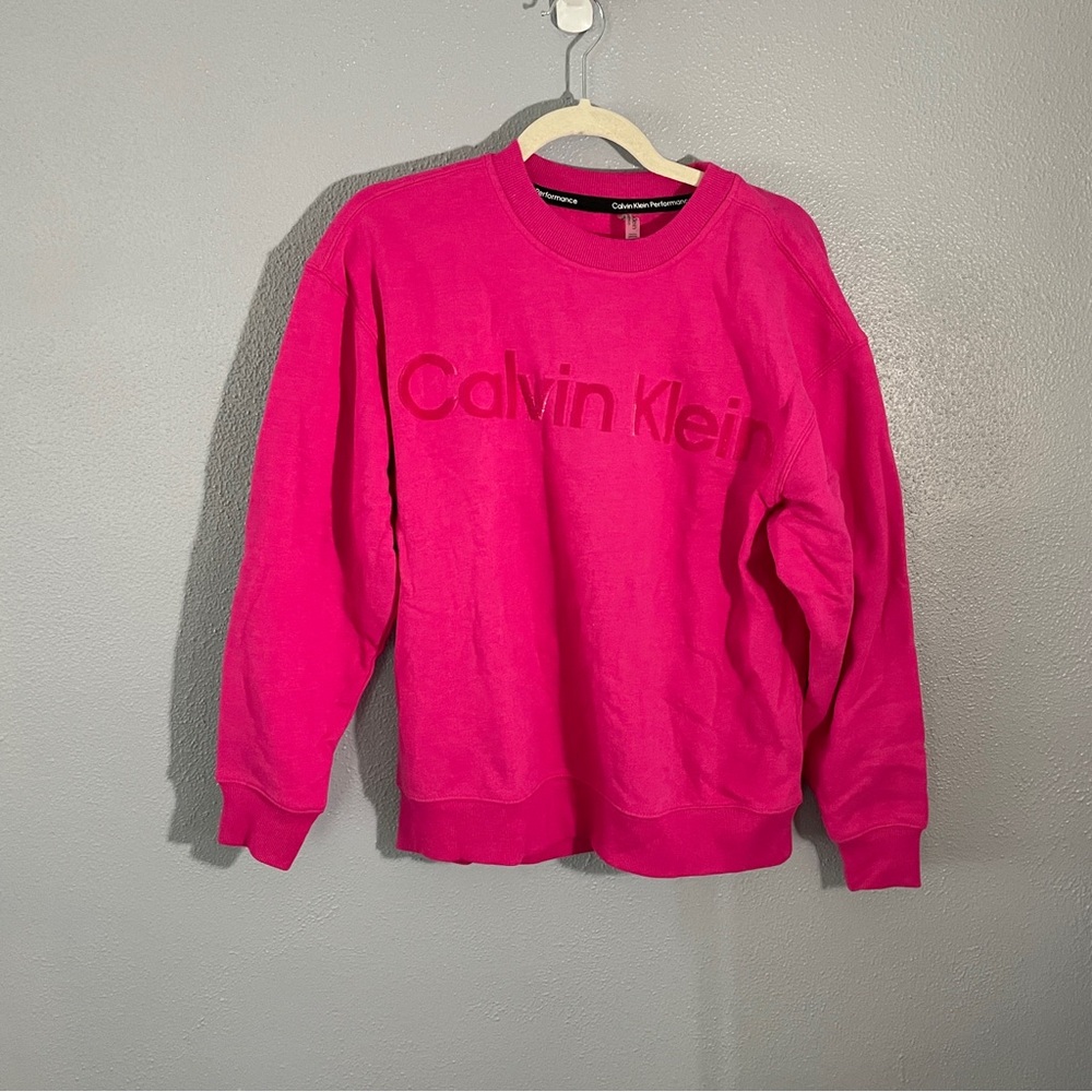 Calvin Klein Performance Hot Pink Logo Crewneck Sweatshirt Womens Size S